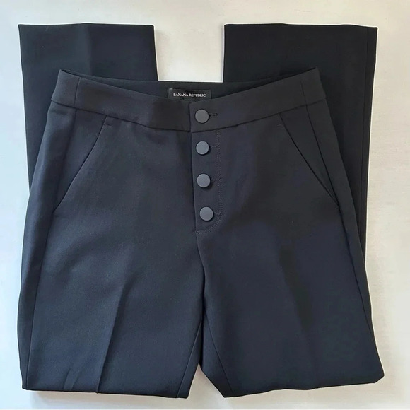 Banana Republic Pants High Rise Cropped  Flare Trousers Black Size 0 NWOT - Picture 16 of 16